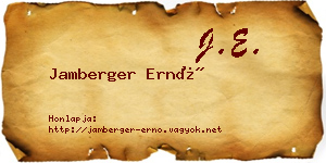 Jamberger Ernő névjegykártya